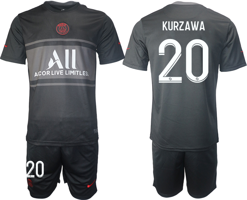 Men 2021-2022 Club Paris St German Second away black #20 Soccer Jersey